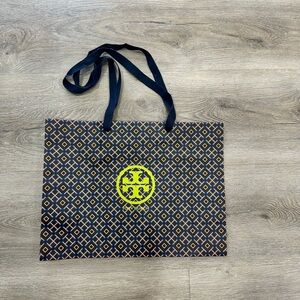 Tory Burch Black and Gold Patterned Tote Bag